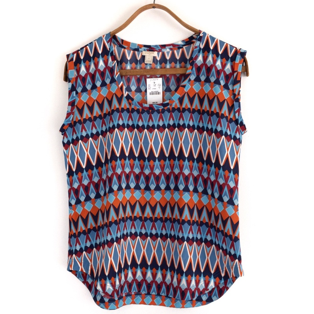 J. Crew Factory • Multi-Color Geometric Print Top - Picture 2 of 5